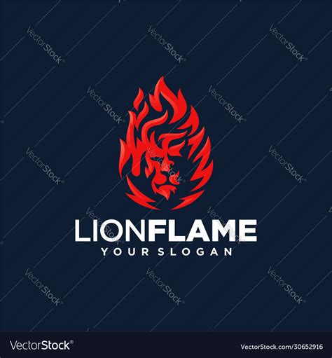 Lion flame fire logo design Royalty Free Vector Image