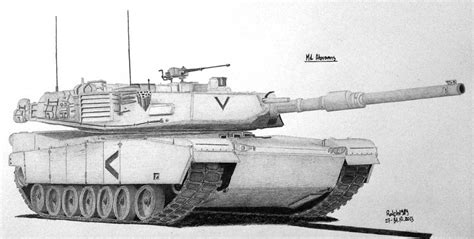 M1 Abrams Tank Drawing Sketch - Drawing Skill
