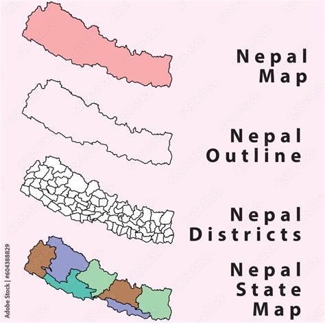 india nepal map, outline vector, nepal old map, nepal district map, nepal old map, flag map ...