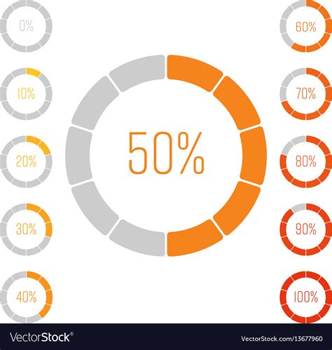 Set of ring pie charts with percentage value Vector Image