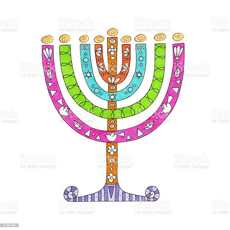 Colorful Menorah Stock Illustration - Download Image Now - Art, Art And Craft, Celebration - iStock