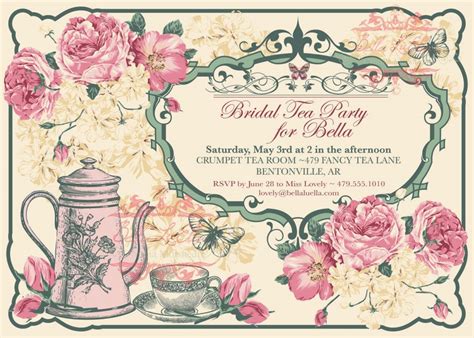 Free Vintage Tea Party Invitation Template | Bridal tea party, Bridal ...