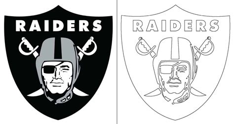 Oakland Raiders logo with a sample coloring page - Free coloring pages