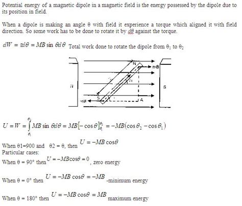 DMR'S PHYSICS NOTES: Potential Energy of a magnetic Dipole in a Magnetic Field