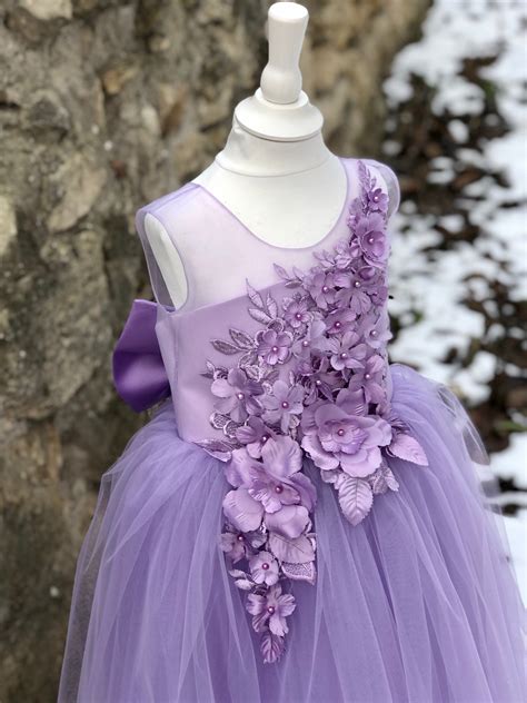 Lilac Flower Girl Dress V-neckline Back Bow Dusty Rose Pink | Etsy in ...