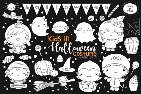 Halloween Clipart For Kids Black And White