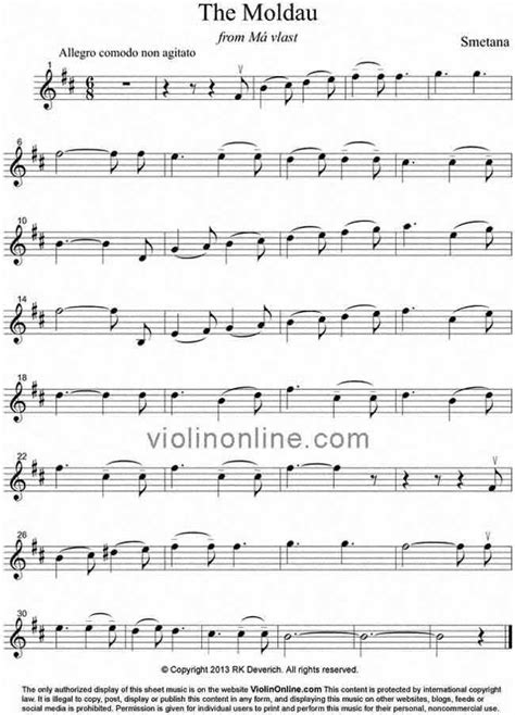 Violin Online: Smetana's "The Moldau" from Ma Vlast - Free Violin Sheet Music