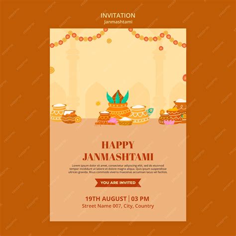 Premium PSD | Janmashtami celebration invitation template