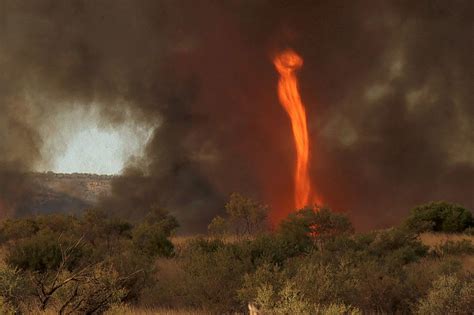 While rare, a fire whirl can grow past 3000 feet tall and bring winds ...