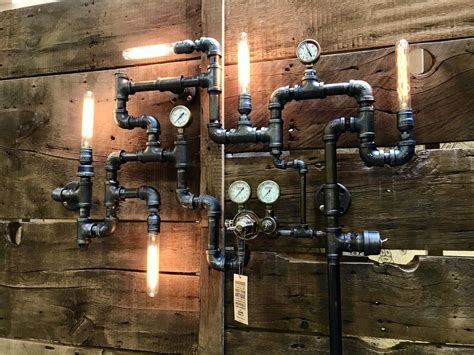 Industrial Pipe Wall Sconce - Industrial Vintage Steampunk Pipe Wall ...