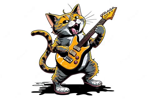 Premium Vector | Cat playing guitar vector illustration