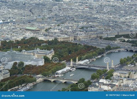 Paris, Aerial View from the Eiffel Tower. Pont Alexandre III Stock ...