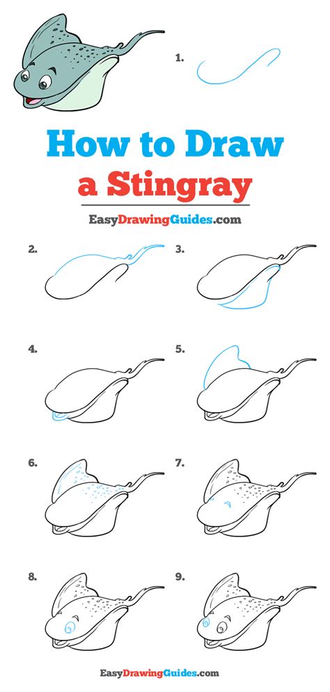 How to Draw a Stingray - Really Easy Drawing Tutorial | Drawing tutorial easy, Drawing tutorial ...