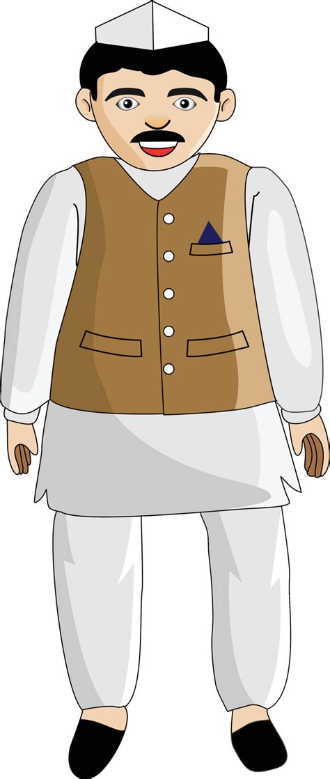 político indio con kurta y topi ilustración vectorial de dibujos animados 11951214 Vector en ...