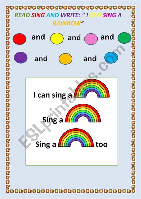 I can sing a rainbow - ESL worksheet by Baronesa