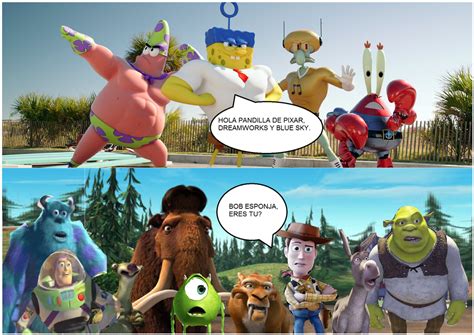 SpongeBob Meet Toy Story,Monsters Inc.,Shrek and I by SethMendoza on DeviantArt