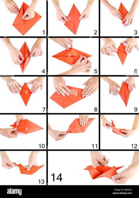 Origami paper bird. Instructions for assembly Stock Photo - Alamy