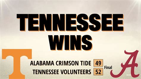 No. 6 Tennessee stuns SEC rival, No. 3 Alabama, 52-49 with late FG ...