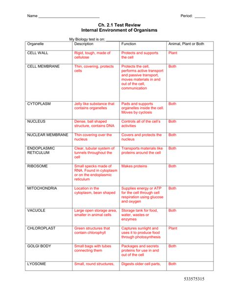 Cell Organelles Worksheet Answer Key – E Street Light