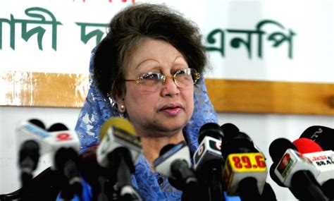 Khaleda Zia delivers a speech during a press conference at Gulshan ...