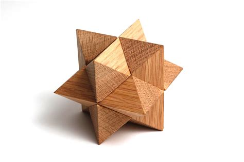 3D Star Puzzle From 6 identical Pieces Brain Teaser Wood