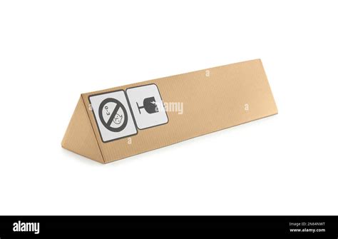 Cardboard box with shipping label isolated on white Stock Photo - Alamy