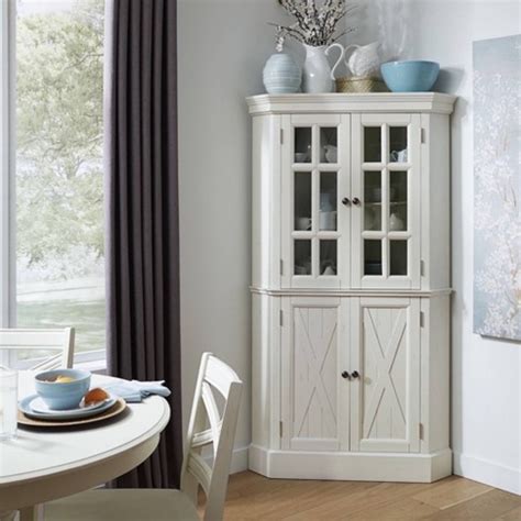 Seaside Lodge Corner Cabinet White - Home Styles: Nautical Storage, Glass Door Display : Target