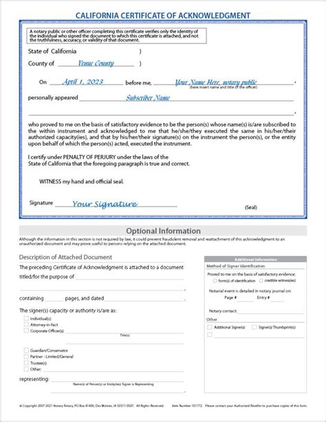 California Acknowledgment Form » Notary.net