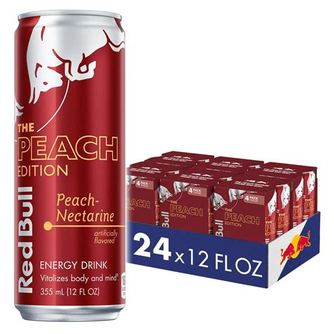 Red Bull Energy Drink, Peach-Nectarine, Peach Edition, 12 Fl Oz, (24 ...