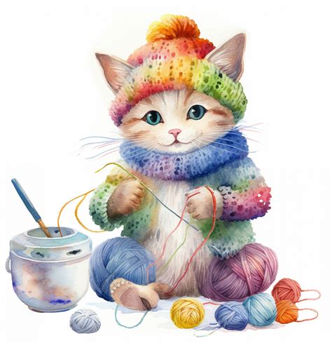 Knitting Yarn Cat Art Free Stock Photo - Public Domain Pictures