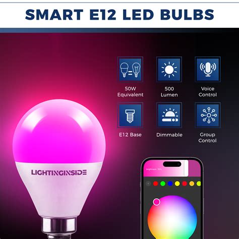 Smart Light Bulbs, WiFi G16.5 Candelabra E12 Smart Bulbs Work with Alexa and Google Home, 50 ...