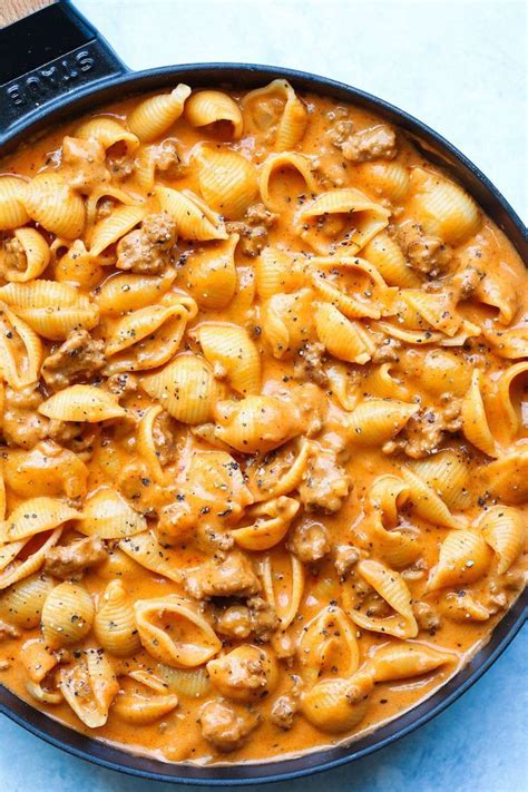 This comfort food recipes is easy and delicious. Creamy beef and shells ...