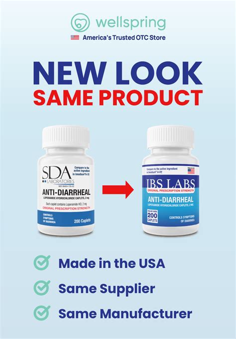 SDA Anti-Diarrheal 200 count: New Look, Same Product - Wellspring Meds