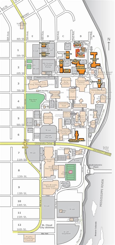 Campus Map - Residential Halls | St. Cloud State University