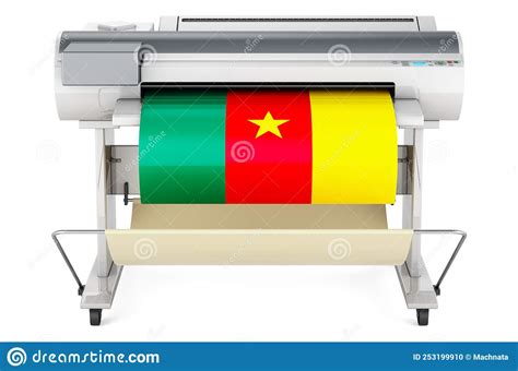 Wide Format Printer, Plotter with Cameroonian Flag. 3D Rendering Stock Illustration ...