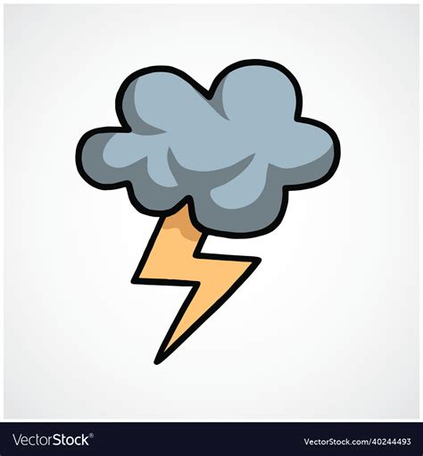 Thunderstorm cloud drawing sign cartoon Royalty Free Vector