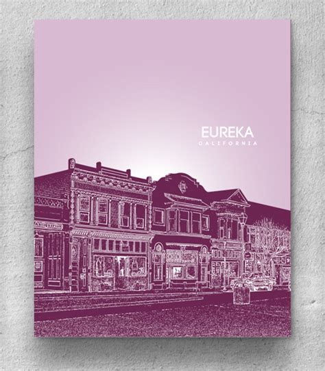 Eureka California Skyline Poster / Anniversary Wall Art Poster / Modern ...