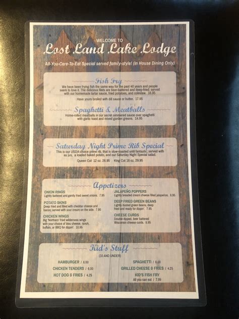 Lodge Food Menu – Lost Land Lake Lodge