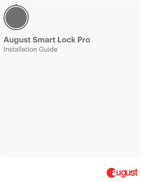 AUGUST SMART LOCK PRO INSTALLATION MANUAL Pdf Download | ManualsLib