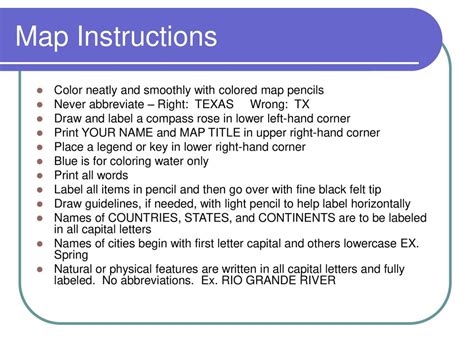 Map Instructions Color neatly and smoothly with colored map pencils - ppt download