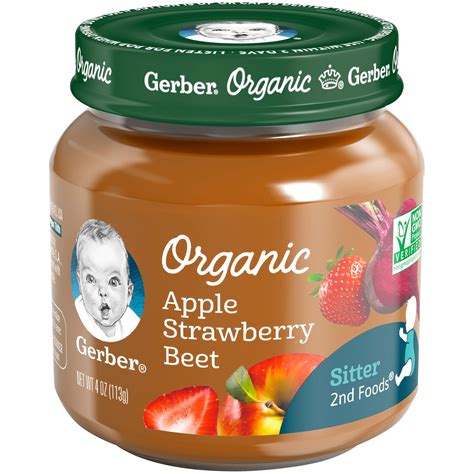 Gerber 2nd Foods Organic Apple Strawberry Beet Baby Food, 4 oz Jars, 10 Count - Walmart.com ...
