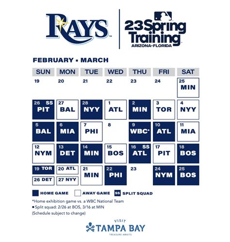 Tampa Bay Rays Announce 2023 Spring Training Schedule For 15th Season ...