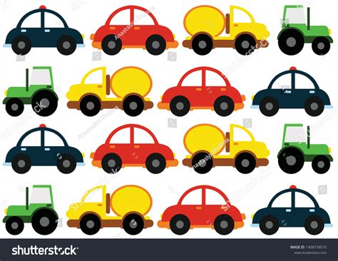 Four Kids Cartoon Cars Red Yellow Stock Vector (Royalty Free ...