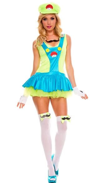 Green Playful Plumber Costume, Green Italian Plumber Costume, Video Game Plumber