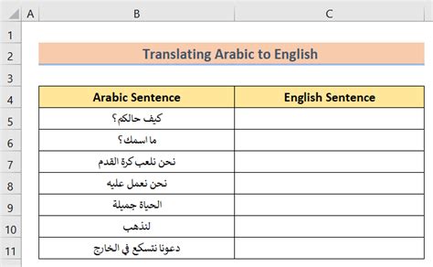 How to Translate Arabic to English in Excel (With Easy Steps)