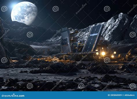 Solar-powered Asteroid Mining Machine in Action Stock Image - Image of ...