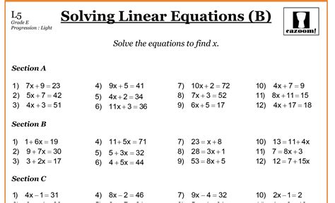 Grade 6 Equations Worksheets
