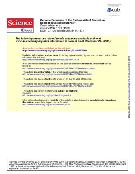 (PDF) Genome Sequence of the Radioresistant Bacterium Deinococcus radiodurans R1