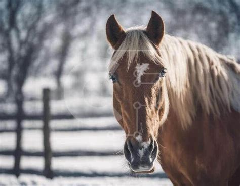 Brown Horse in the Snow stock photo | Creative Fabrica