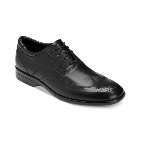 Rockport Business Lite Wingtip Shoes in Black for Men | Lyst